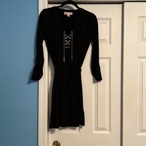 Women’s Michael Kors black dress with metal details and belt